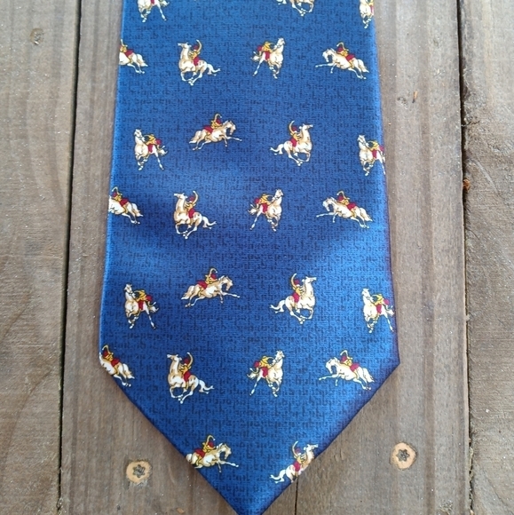 Men's Albertini Silk Necktie Tie Equestrian Horses Western Horseback Riding - Picture 1 of 3